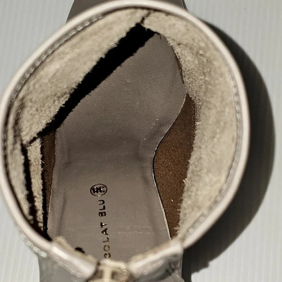 Chocolat Blu Boston Ankle Boot Womens EU 38 Taupe Gray Leather Block Heel Fall - Picture 11 of 16
